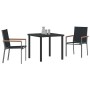 Conjunto de Comedor de Jardín 3 pcs Negro Textileno y acero
