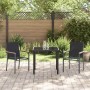 Conjunto de Comedor de Jardín 3 pcs Negro Textileno y acero