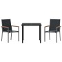 Conjunto de Comedor de Jardín 3 pcs Negro Textileno y acero