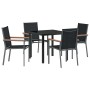 Conjunto de Comedor de Jardín 5 pcs Negro Textileno y acero