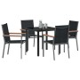 Conjunto de Comedor de Jardín 5 pcs Negro Textileno y acero