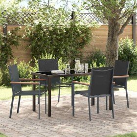 Conjunto de Comedor de Jardín 5 pcs Negro Textileno y acero