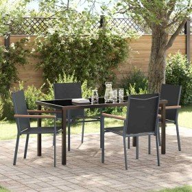 Conjunto de Comedor de Jardín 5 pcs Negro Textileno y acero en Conjuntos de jardín | Comprar online en Foro24