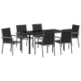 Conjunto de Comedor de Jardín 7 pcs Negro Textileno y acero