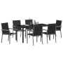 Conjunto de Comedor de Jardín 7 pcs Negro Textileno y acero