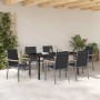 Conjunto de Comedor de Jardín 7 pcs Negro Textileno y acero