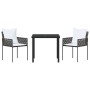 Conjunto de Comedor de Jardín 3 pcs Marrón Poliratán