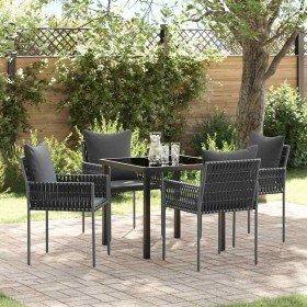 Conjunto de Comedor de Jardín 5 pcs Negro Poliratán en Conjuntos de jardín | Comprar online en Foro24