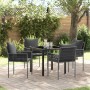 Conjunto de Comedor de Jardín 5 pcs Negro Poliratán