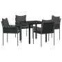 Conjunto de Comedor de Jardín 5 pcs Negro Poliratán
