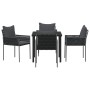 Conjunto de Comedor de Jardín 5 pcs Negro Poliratán