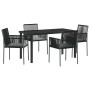 Conjunto de Comedor de Jardín 5 pcs Negro Poliratán