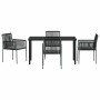 Conjunto de Comedor de Jardín 5 pcs Negro Poliratán