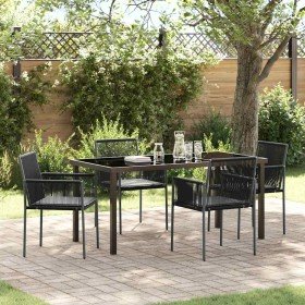 Conjunto de Comedor de Jardín 5 pcs Negro Poliratán