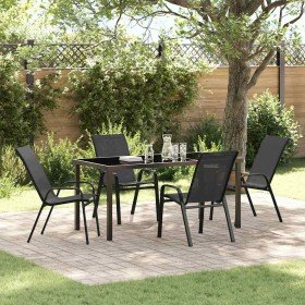 Conjunto de Comedor de Jardín 5 pcs Negro Textileno y acero