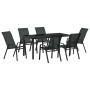 Conjunto de Comedor de Jardín 7 pcs Negro Textileno y acero