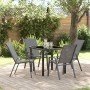 Conjunto de Comedor de Jardín 5 pcs Gris Textileno y acero