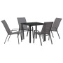 Conjunto de Comedor de Jardín 5 pcs Gris Textileno y acero