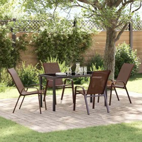 Conjunto de Comedor de Jardín 5 pcs Marrón Textileno y acero Conjunto de Comedor de Jardín 5 pcs Marrón Textileno y acero
