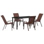 Conjunto de Comedor de Jardín 5 pcs Marrón Textileno y acero