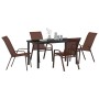 Conjunto de Comedor de Jardín 5 pcs Marrón Textileno y acero