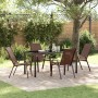 Conjunto de Comedor de Jardín 5 pcs Marrón Textileno y acero en Conjuntos de jardín | Comprar online en Foro24