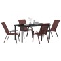Conjunto de Comedor de Jardín 5 pcs Marrón Textileno y acero