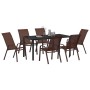 Conjunto de Comedor de Jardín 7 pcs Marrón Textileno y acero