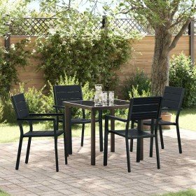 Conjunto de Comedor de Jardín 5 pcs Negro HDPE