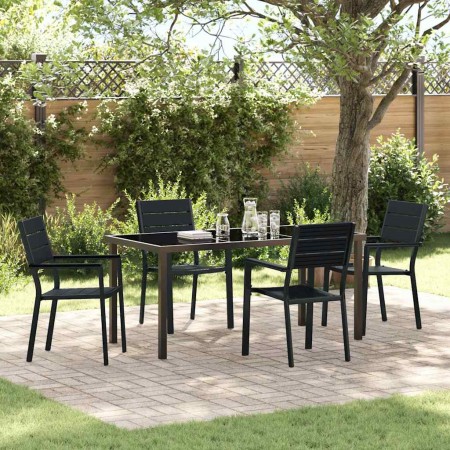 Conjunto de Comedor de Jardín 5 pcs Negro HDPE