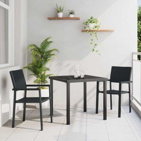 Conjunto de Comedor de Jardín 3 pcs Negro Poliratán Conjunto de Comedor de Jardín 3 pcs Negro Poliratán