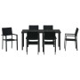 Conjunto de Comedor de Jardín 7 pcs Negro Poliratán