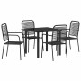 Conjunto de Comedor de Jardín 5 pcs Negro