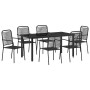 Conjunto de Comedor de Jardín 7 pcs Negro