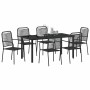 Conjunto de Comedor de Jardín 7 pcs Negro