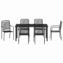 Conjunto de Comedor de Jardín 7 pcs Negro