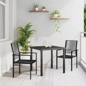 Conjunto de Comedor de Jardín 3 pcs Negro Ratana de PVC en Conjuntos de jardín | Comprar online en Foro24