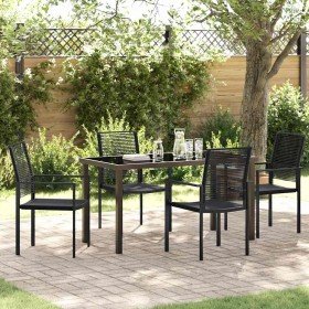 Conjunto de Comedor de Jardín 5 pcs Negro Ratana de PVC en Conjuntos de jardín | Comprar online en Foro24