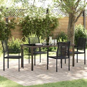 Conjunto de Comedor de Jardín 5 pcs Negro Ratana de PVC