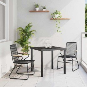 Conjunto de Comedor de Jardín 3 pcs Negro Ratana de PVC en Conjuntos de jardín | Comprar online en Foro24