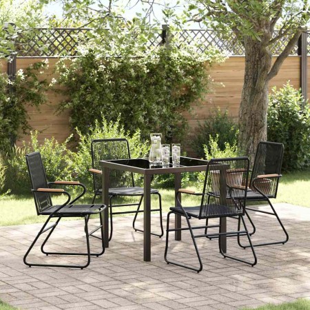 Conjunto de Comedor de Jardín 5 pcs Negro Ratana de PVC
