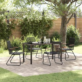 Conjunto de Comedor de Jardín 5 pcs Negro Ratana de PVC