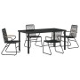 Conjunto de Comedor de Jardín 5 pcs Negro Ratana de PVC