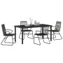 Conjunto de Comedor de Jardín 5 pcs Negro Ratana de PVC