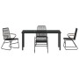 Conjunto de Comedor de Jardín 5 pcs Negro Ratana de PVC