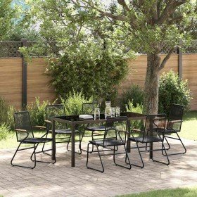 Conjunto de Comedor de Jardín 7 pcs Negro Ratana de PVC Conjunto de Comedor de Jardín 7 pcs Negro Ratana de PVC