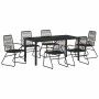 Conjunto de Comedor de Jardín 7 pcs Negro Ratana de PVC