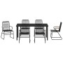Conjunto de Comedor de Jardín 7 pcs Negro Ratana de PVC