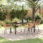 Conjunto de Comedor de Jardín 5 pcs Marrón Poliratán