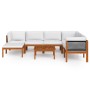 Conjunto de jardín de 8 piezas con cojines, madera color crema